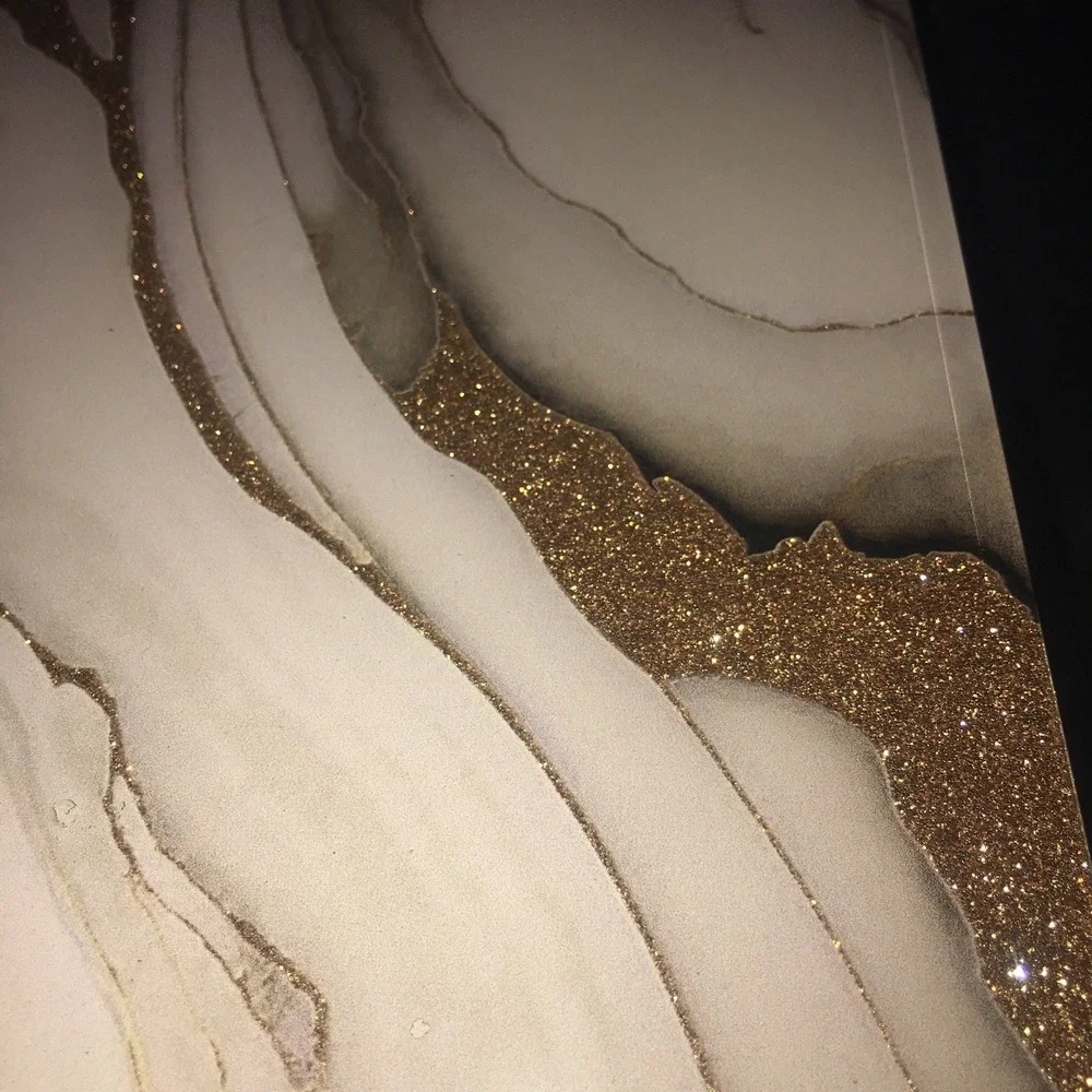 Glass Gold Glittery White Faux Marble Jewelry Box